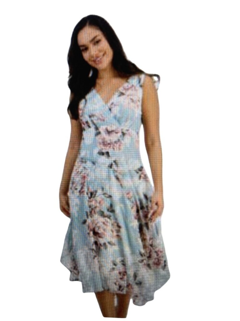 Connected Apparel Woman's Petite Floral Print Chiffon Dress  8P NWT